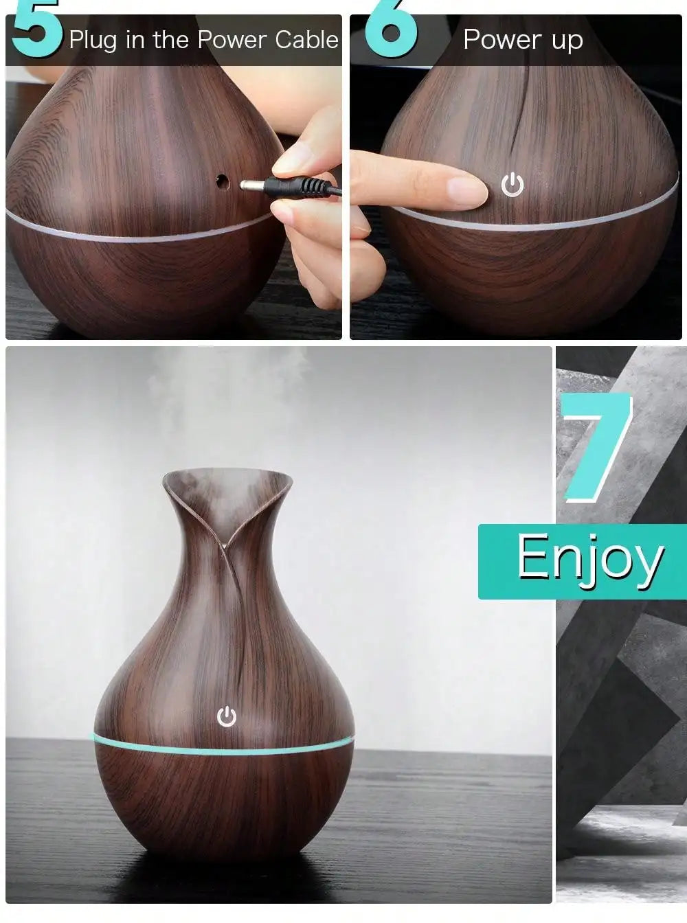 Humidificador Aromático Estilo Madera – Ultrasilencioso y Decorativo