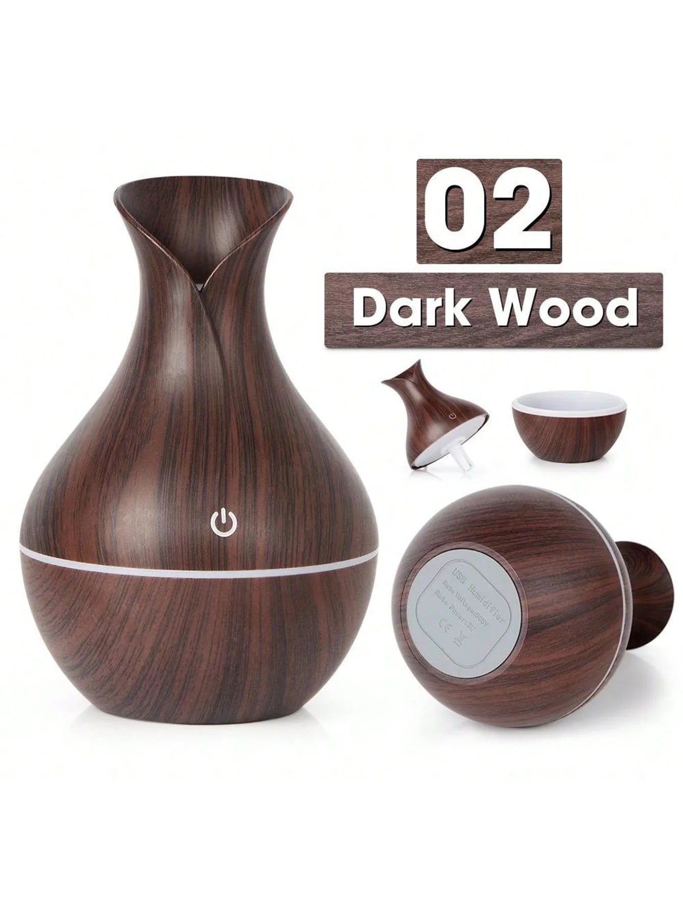 Humidificador Aromático Estilo Madera – Ultrasilencioso y Decorativo